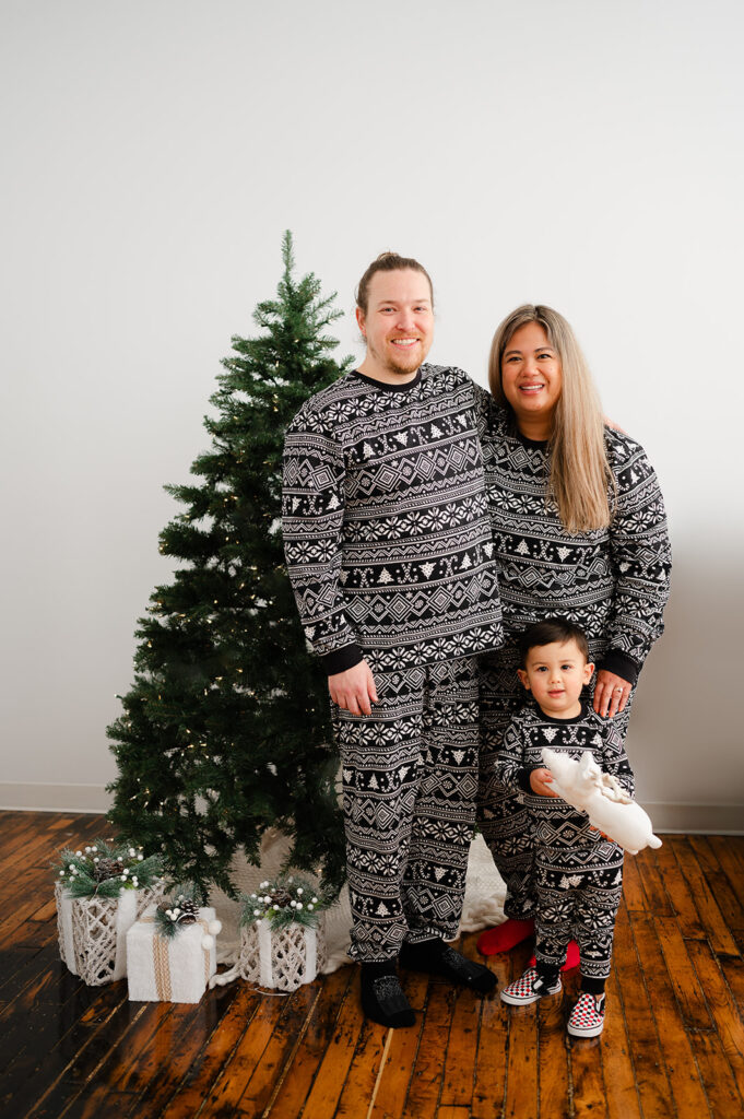 Family photographed with Santa