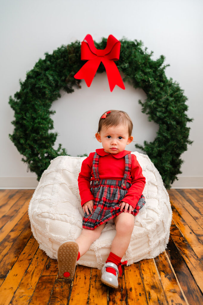 Young girl photographed with Santa